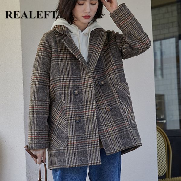 realeft 2020 vintage double breasted plaid woolen blazer new long sleeve turn down collar autumn winter women coat jacket female, Black
realeft 2020 vintage double breasted plaid woolen blazer new long sleeve turn down collar autumn winter women coat jacket female, Black
