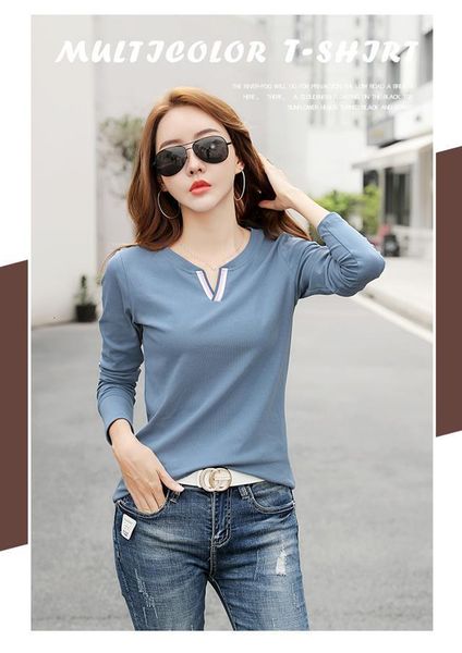 100% cotton new long sleeve t-shirt in autumn 2019 women's loose v-neck korean version all-in-one solid color base coat large, White
100% cotton new long sleeve t-shirt in autumn 2019 women's loose v-neck korean version all-in-one solid color base coat large, White