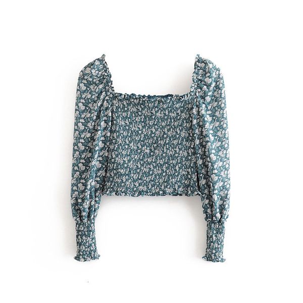 2021 new retro french turtleneck simple fine temperament small floral bubble sleeve plied ear of wood square neck female zjrx, White
2021 new retro french turtleneck simple fine temperament small floral bubble sleeve plied ear of wood square neck female zjrx, White