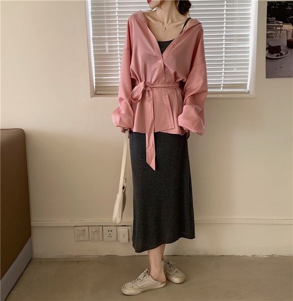 autumn 2020 korean style languid style solid color long sleeve shirt slim suspender dresssling dress dress suit for women gx1mu, Gray
autumn 2020 korean style languid style solid color long sleeve shirt slim suspender dresssling dress dress suit for women gx1mu, Gray