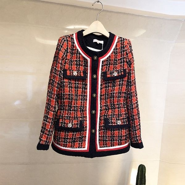 brand winter tweed red plaid jacket women coat abrigos mujer invierno double classic long sleeve jacket casacos 201028, Black;brown
brand winter tweed red plaid jacket women coat abrigos mujer invierno double classic long sleeve jacket casacos 201028, Black;brown