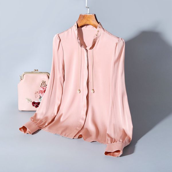 2020 new solid silk shirt breasted female fashion cardigan temperament early spring 70hl, White
2020 new solid silk shirt breasted female fashion cardigan temperament early spring 70hl, White