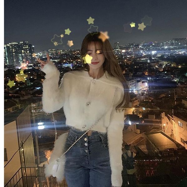 2020 autumn winter mink women's lapel short soft coat sweatersweater sweater waxy foreign style knitting cardigan small fragrant coat w, White;black
2020 autumn winter mink women's lapel short soft coat sweatersweater sweater waxy foreign style knitting cardigan small fragrant coat w, White;black