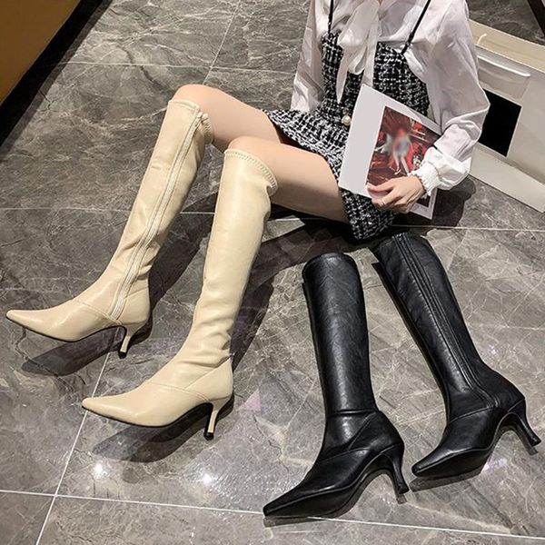 boots 2021 winter fashion women's point toe breathable zipper high heels leather upper thigh knee wear-resisting boot, Black
boots 2021 winter fashion women's point toe breathable zipper high heels leather upper thigh knee wear-resisting boot, Black