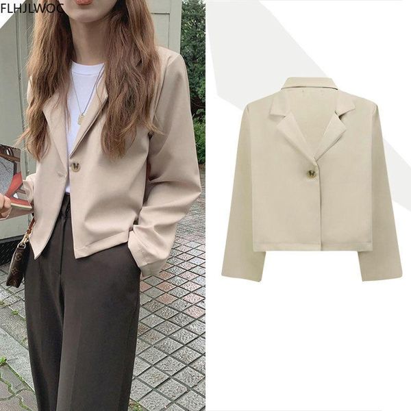 short coat outerwear 2020 fall autumn spring long sleeve chic korean fashion office lady women work solid black crop blazer, White;black
short coat outerwear 2020 fall autumn spring long sleeve chic korean fashion office lady women work solid black crop blazer, White;black