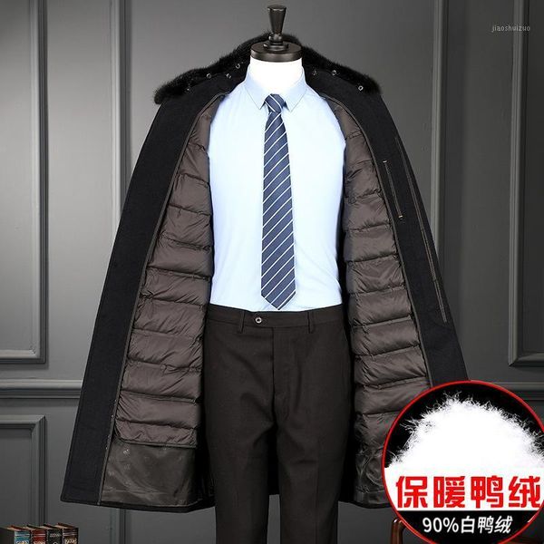 middle-aged men cashmere coat lapels white duck down detachable feather bladder coat long wool in winter1, Black
middle-aged men cashmere coat lapels white duck down detachable feather bladder coat long wool in winter1, Black