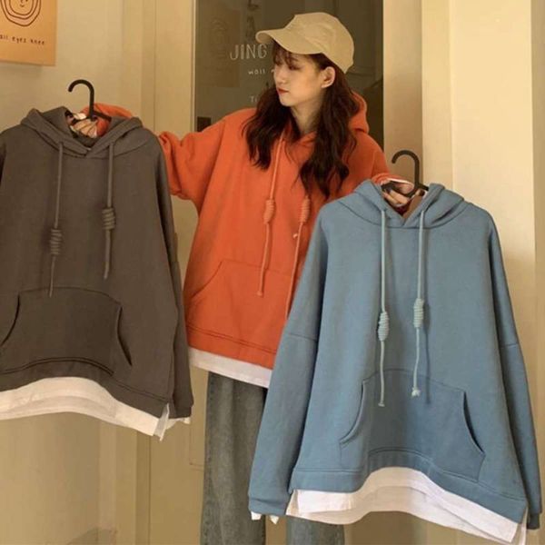 piece hooded women's plush fake two sweater 2020 new loose korean lazy coat long sleeve top, Black
piece hooded women's plush fake two sweater 2020 new loose korean lazy coat long sleeve top, Black
