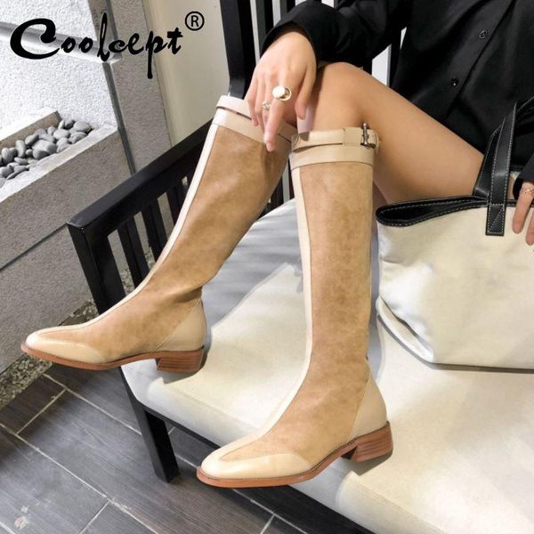 coolcept genuine leather women knee high boots fashion knight boots round toe winter shoes footwear size 34-39, Black
coolcept genuine leather women knee high boots fashion knight boots round toe winter shoes footwear size 34-39, Black