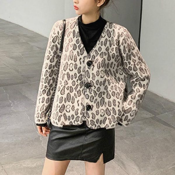 korean retro female leopard style knitted casual winter vintage cardigan chic sweater coat women 2021, White
korean retro female leopard style knitted casual winter vintage cardigan chic sweater coat women 2021, White