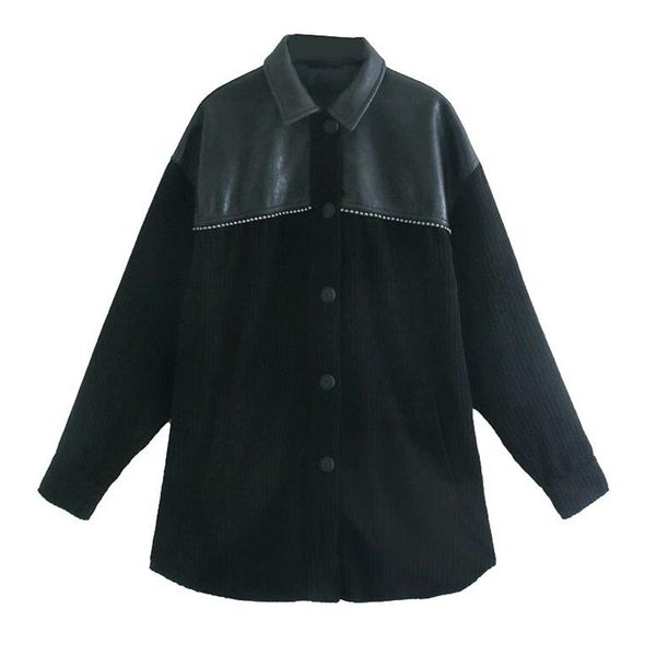 women 2020 fashion patchwork corduroy beads loose jacket coat vintage long sleeve button-up female outerwear chic xs, Black;brown
women 2020 fashion patchwork corduroy beads loose jacket coat vintage long sleeve button-up female outerwear chic xs, Black;brown