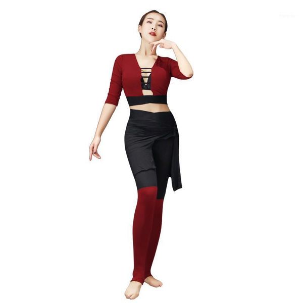 women belly dance costume dance beginner training suit autumn and winter modern clothes stage performance suit 3pcs a set1, Black;red
women belly dance costume dance beginner training suit autumn and winter modern clothes stage performance suit 3pcs a set1, Black;red
