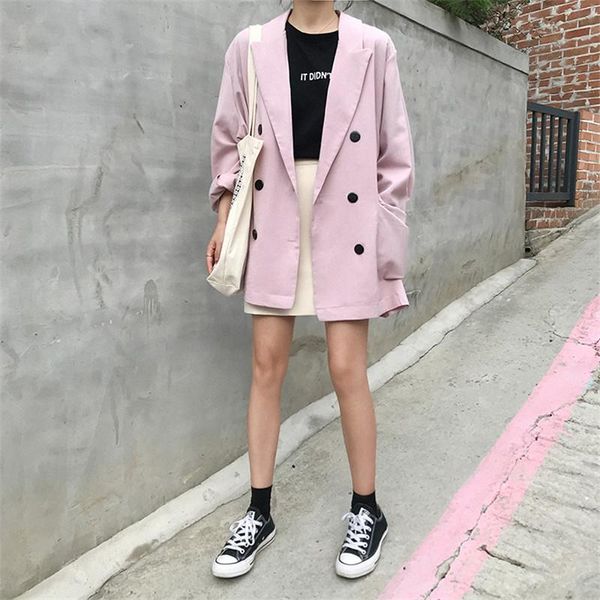 cbafu vintage solid chiffon blazer women long sleeve double breasted office coat suit jacket loose outwear pink black p520, White;black
cbafu vintage solid chiffon blazer women long sleeve double breasted office coat suit jacket loose outwear pink black p520, White;black