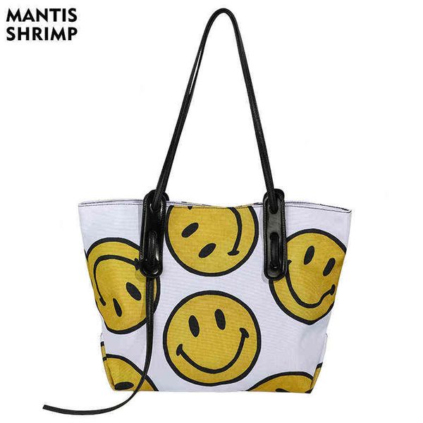 shopping bags fashion women tote large capacity shoulder handbag temperament girl all-match canvas smiley face female 220307
shopping bags fashion women tote large capacity shoulder handbag temperament girl all-match canvas smiley face female 220307