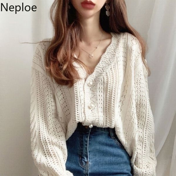 neploe women v-neck long sleeve sweater coat autumn hollow out cardigan loose knitted cardigans solid casual 54839 201202, White;black
neploe women v-neck long sleeve sweater coat autumn hollow out cardigan loose knitted cardigans solid casual 54839 201202, White;black