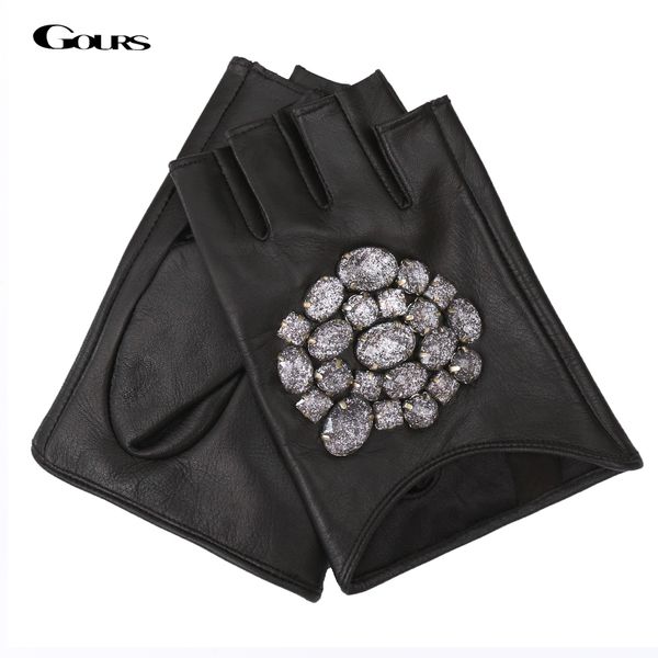 gours fall and winter women' genuine leather gloves black goatskin stone half-finger gloves new fashion warm mitten gsl011 201020, Blue;gray
gours fall and winter women' genuine leather gloves black goatskin stone half-finger gloves new fashion warm mitten gsl011 201020, Blue;gray