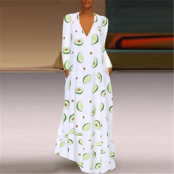 women avocado pattern dress fashion trend v-neck long sleeve long skirts designer female new loose high waist casual floor-length dress, Black;gray
women avocado pattern dress fashion trend v-neck long sleeve long skirts designer female new loose high waist casual floor-length dress, Black;gray