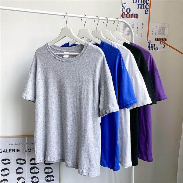 2021 summer ins solid color round neck men's korean fashion couple loose pullover t-shirt, White;black
2021 summer ins solid color round neck men's korean fashion couple loose pullover t-shirt, White;black
