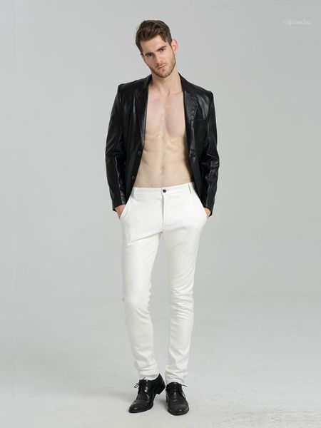 men's white motorcycle leather pants men's trend thin slim fit small feet tight-fitting plus size pu leather pants1, Black
men's white motorcycle leather pants men's trend thin slim fit small feet tight-fitting plus size pu leather pants1, Black