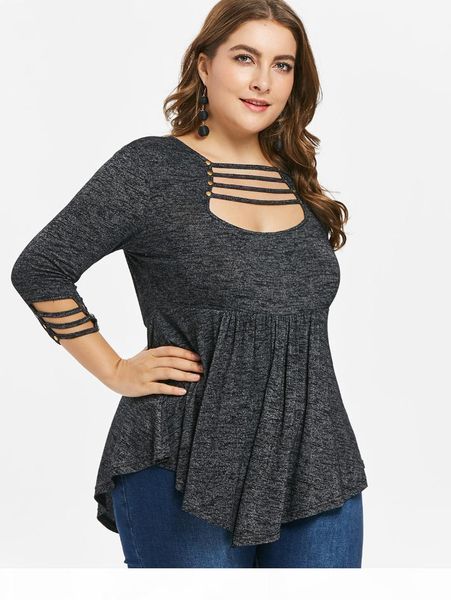 wipalo plus size 5xl ladder cut out high waist t-shirt women casual three quarter sleeve asymmetrical t shirt women clothes, White
wipalo plus size 5xl ladder cut out high waist t-shirt women casual three quarter sleeve asymmetrical t shirt women clothes, White