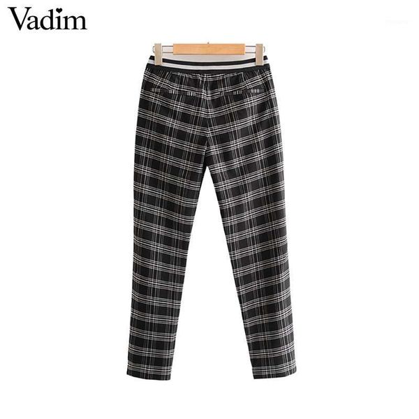 vadim women retro basic plaid pants checkered zipper pockets elastic waist female casual stretchy trousers kb2211, Black;white
vadim women retro basic plaid pants checkered zipper pockets elastic waist female casual stretchy trousers kb2211, Black;white