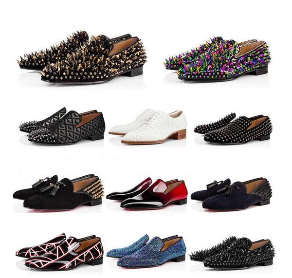 fashion classic men rivet shoes red bottoms black white brown bred suede patent leather rivets glitter fashion dress wedding business 39-46
fashion classic men rivet shoes red bottoms black white brown bred suede patent leather rivets glitter fashion dress wedding business 39-46
