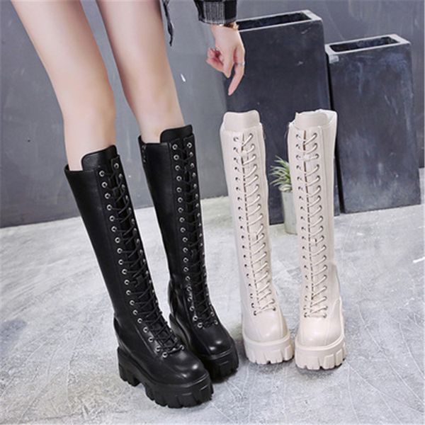 boots autumn winter chunky platform leather knee high women retro punk height increasing long woman lace up booties mujer, Black
boots autumn winter chunky platform leather knee high women retro punk height increasing long woman lace up booties mujer, Black
