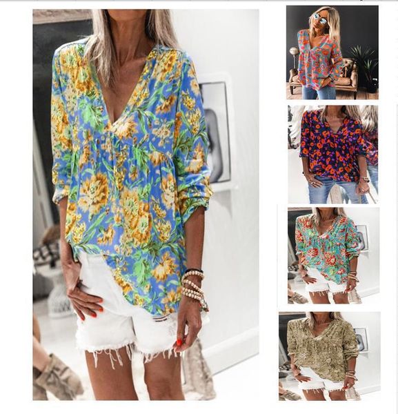 2021 new style for fall and winter flower pattern of long sleeve female shirt with low-cut v-shirt casual loose 8bri, White
2021 new style for fall and winter flower pattern of long sleeve female shirt with low-cut v-shirt casual loose 8bri, White