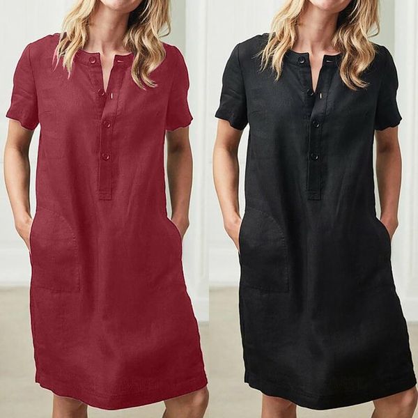 cotton linen shirt dress women autumn o-neck short sleeve casual loose dresses summer ladies clothing pure color 2021, Black;gray
cotton linen shirt dress women autumn o-neck short sleeve casual loose dresses summer ladies clothing pure color 2021, Black;gray