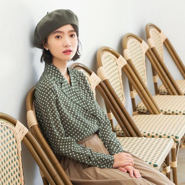 green point shirt female wind restoring ancient ways is big yards collar jacket sleeved blouse1, White
green point shirt female wind restoring ancient ways is big yards collar jacket sleeved blouse1, White