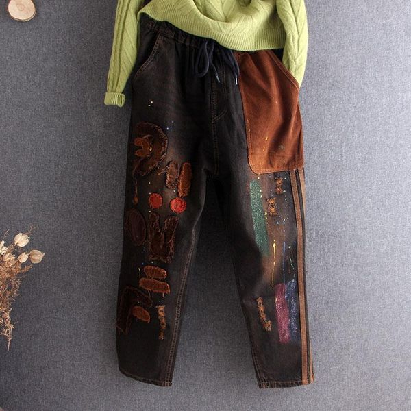 fashion spring autumn jeans retro women harem denim pants elastic waist pocket embroidery floral hole casual ladies trousers new1, Blue
fashion spring autumn jeans retro women harem denim pants elastic waist pocket embroidery floral hole casual ladies trousers new1, Blue