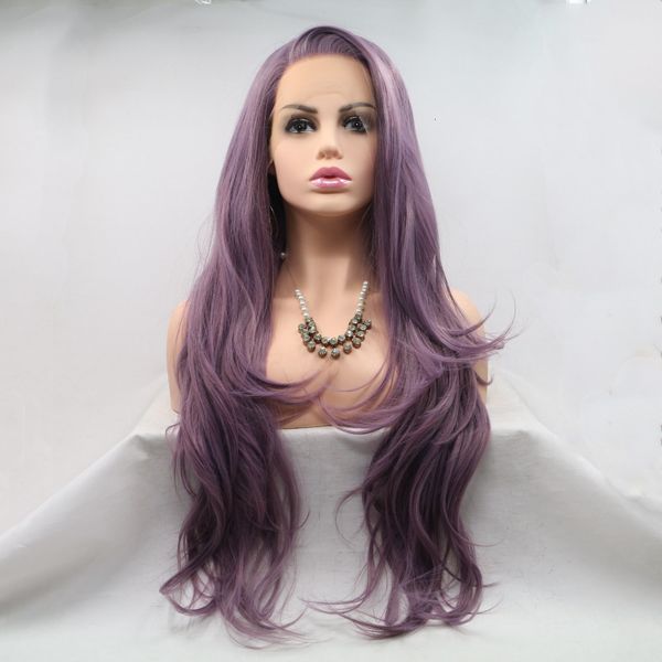 marquesha natural looking long wavy synthetic lace front lavender purple cosplay wig for women, Black;brown
marquesha natural looking long wavy synthetic lace front lavender purple cosplay wig for women, Black;brown