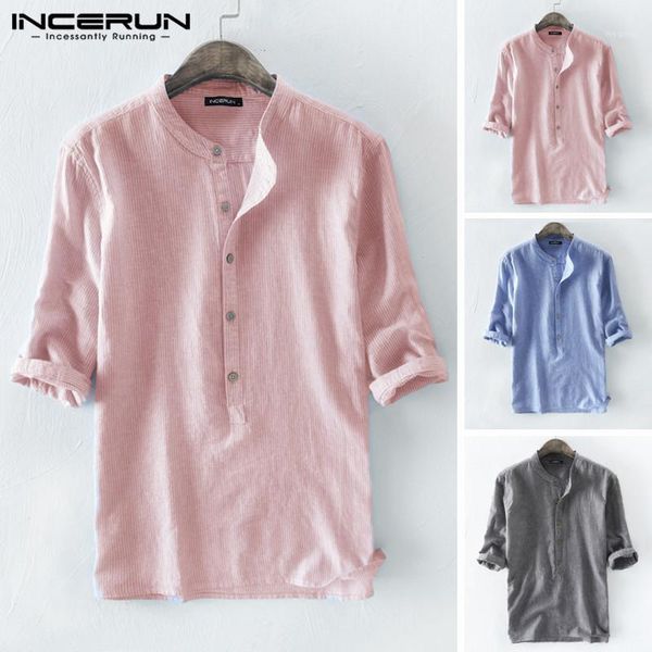 incerun men striped shirt 3/4 sleeve casual cotton round neck loose blouse harajuku streetwear brand shirt men camisa s-5xl 20201, White;black 
incerun men striped shirt 3/4 sleeve casual cotton round neck loose blouse harajuku streetwear brand shirt men camisa s-5xl 20201, White;black
