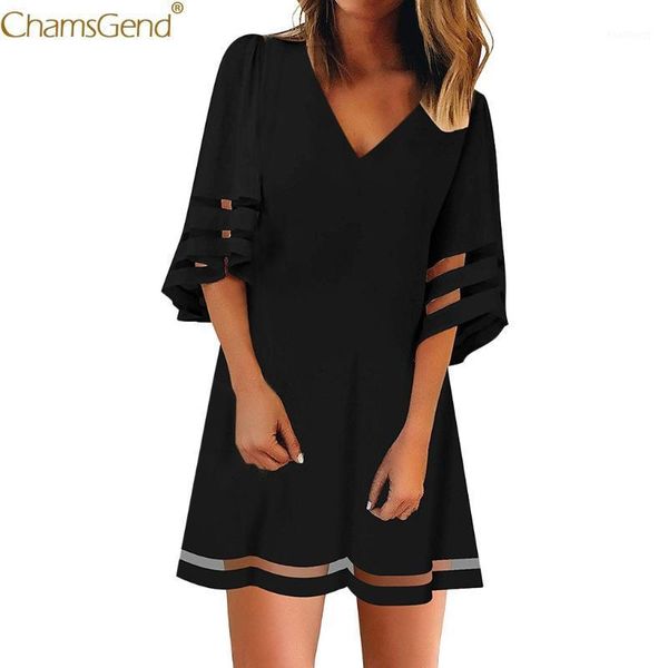 woman dress solid color v neck mesh panel blouse 3/4 bell sleeve loose shirt dress casual summer dresses for women1, Black;gray
woman dress solid color v neck mesh panel blouse 3/4 bell sleeve loose shirt dress casual summer dresses for women1, Black;gray