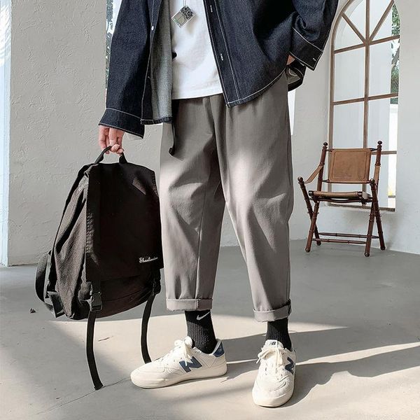 men's pants spring summer belt harem fashion solid color casual men streetwear korean loose straight mens trousers, Black
men's pants spring summer belt harem fashion solid color casual men streetwear korean loose straight mens trousers, Black