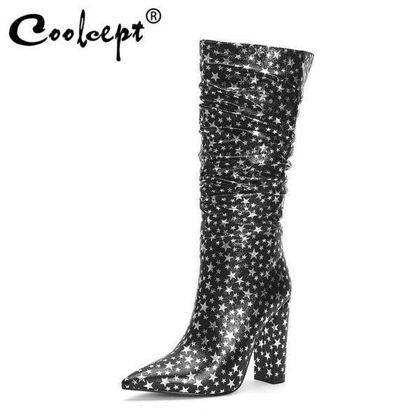 boots coolcept plus size 34-45 brand mid calf women fashion star print pointed toe casual party shoes high heel, Black
boots coolcept plus size 34-45 brand mid calf women fashion star print pointed toe casual party shoes high heel, Black