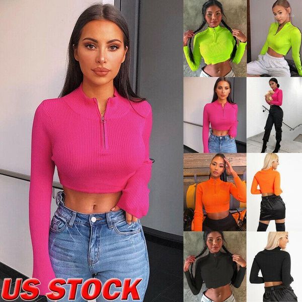 women autumn zipper cropped long sleeve solid color short sweater slim casaul party club street pullover clothes fashion1, White;black
women autumn zipper cropped long sleeve solid color short sweater slim casaul party club street pullover clothes fashion1, White;black