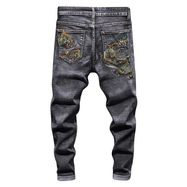 sokotoo men's dragon beast embroidery denim jeans fashion slim gray black stretch denim pencil pants, Blue
sokotoo men's dragon beast embroidery denim jeans fashion slim gray black stretch denim pencil pants, Blue