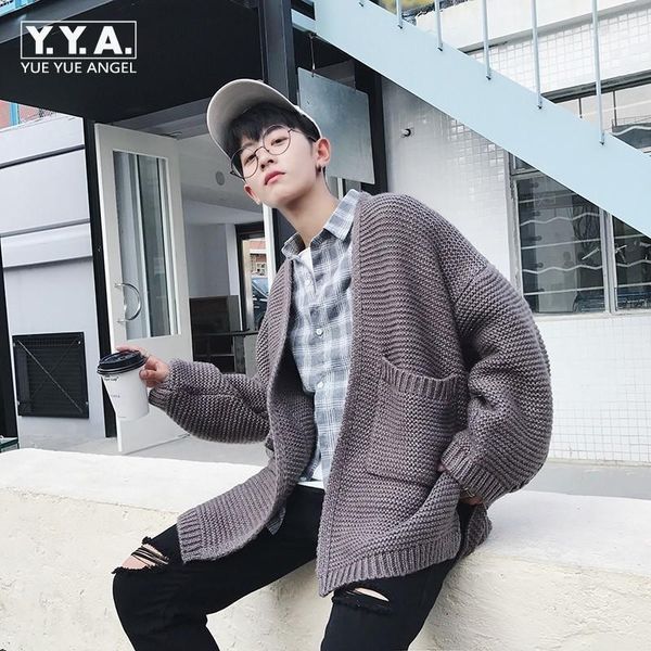 men's sweaters fashion oversized mens knitted sweater preppy boy outwear coat loose fit personality casual male cardigan jaqueta mascul, White;black
men's sweaters fashion oversized mens knitted sweater preppy boy outwear coat loose fit personality casual male cardigan jaqueta mascul, White;black