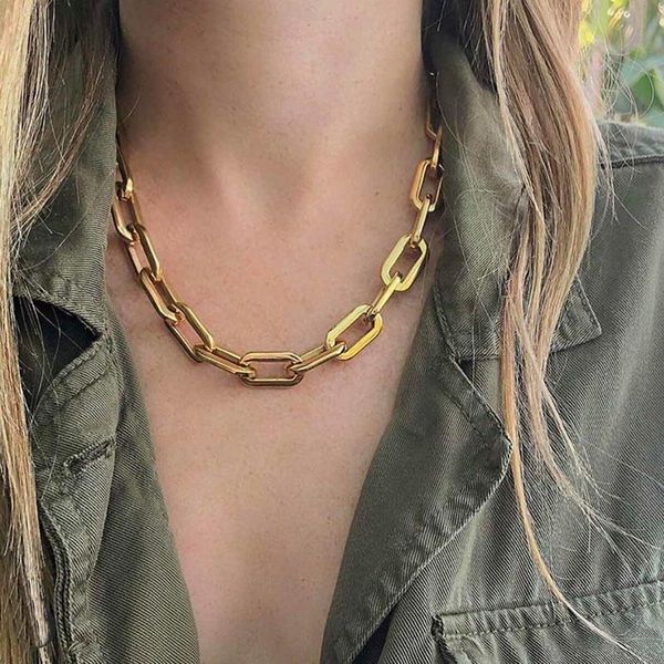 chains just feel 2021 vintage chain choker necklace women punk statement gold short collar clavicle fashion jewelry gift, Silver 
chains just feel 2021 vintage chain choker necklace women punk statement gold short collar clavicle fashion jewelry gift, Silver