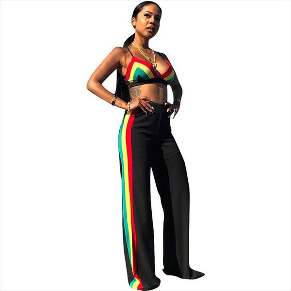 women beach summer two piece set v neck spaghetti strap striped crop and wide leg pants suit club wear 2, Gray
women beach summer two piece set v neck spaghetti strap striped crop and wide leg pants suit club wear 2, Gray