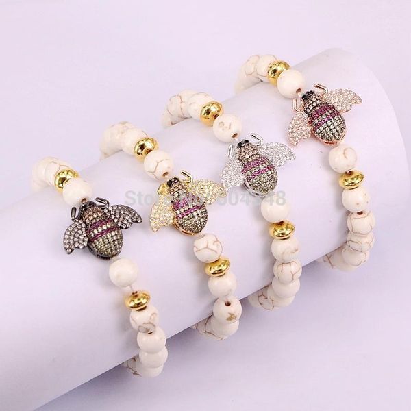 5 strand zyz182-8483 white howlite stone beads bracelet for women, micro pave cz insect bracelets, fashion jewelry1, Black
5 strand zyz182-8483 white howlite stone beads bracelet for women, micro pave cz insect bracelets, fashion jewelry1, Black