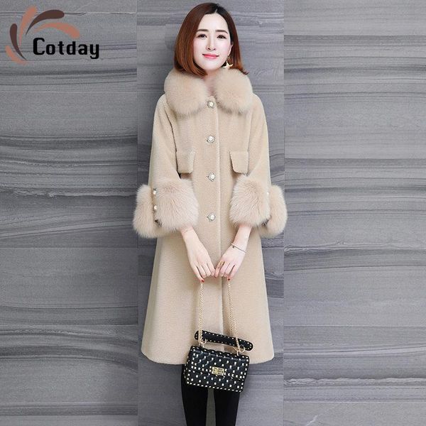 women's fur & faux cotday grain sheep shear loose women office style lady winter single breasted long lamb wool cloth with soft nap coa, Black
women's fur & faux cotday grain sheep shear loose women office style lady winter single breasted long lamb wool cloth with soft nap coa, Black