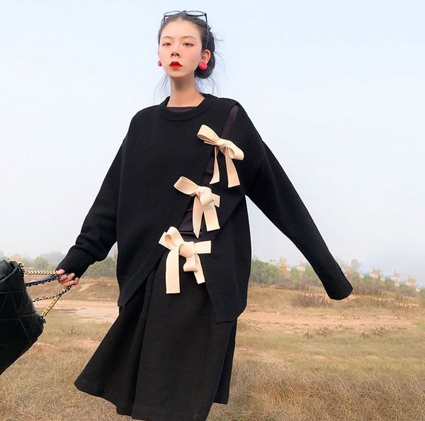 autumn and pullover wool winter lamb wool pullover bow sweater for women's loose wear 2020 new winter split gc1s1, White;black
autumn and pullover wool winter lamb wool pullover bow sweater for women's loose wear 2020 new winter split gc1s1, White;black