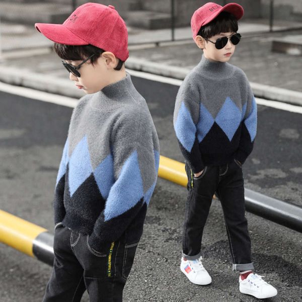sweater pullover boys' spring and autumn 2020 new sle children's plush mink cashmere mo thickened, Blue
sweater pullover boys' spring and autumn 2020 new sle children's plush mink cashmere mo thickened, Blue