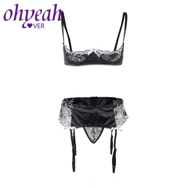 ohyeahlover open bust lingerie bra set adjustable black plus size underwear women half cup garter belt for stockingsrl80319 c1114, Black;white
ohyeahlover open bust lingerie bra set adjustable black plus size underwear women half cup garter belt for stockingsrl80319 c1114, Black;white