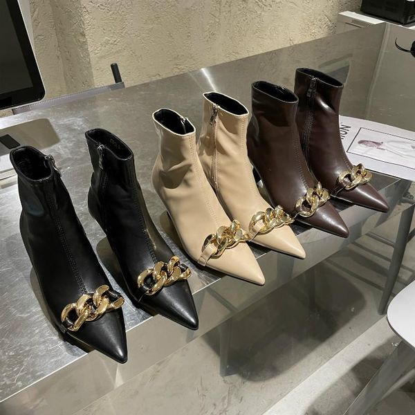 boots dxfan luxury gold chains kitten heel ankle for women side zip pointed toe botas mujer brand design winter shoes, Black
boots dxfan luxury gold chains kitten heel ankle for women side zip pointed toe botas mujer brand design winter shoes, Black