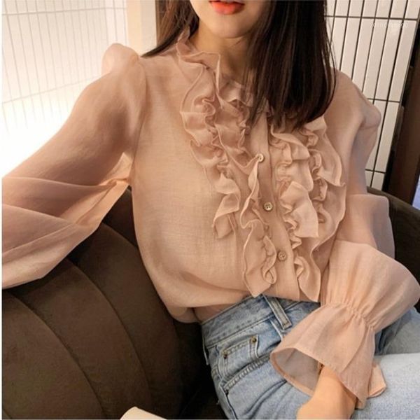 semi transparent sheer women shirt ruffles flare sleeve blouse spring chemisier femme blusa mujer camisa1, White
semi transparent sheer women shirt ruffles flare sleeve blouse spring chemisier femme blusa mujer camisa1, White