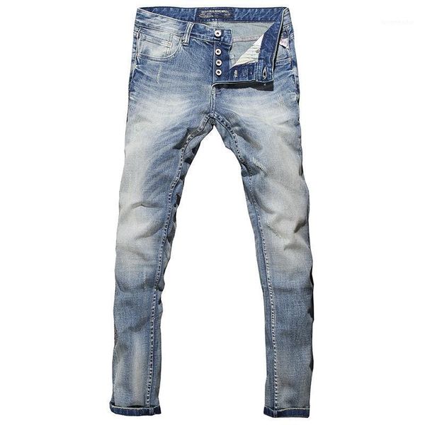 2021 spring autumn italian style fashion men jeans light blue washed ripped buttons slim fit elastic classical design jeans1
2021 spring autumn italian style fashion men jeans light blue washed ripped buttons slim fit elastic classical design jeans1