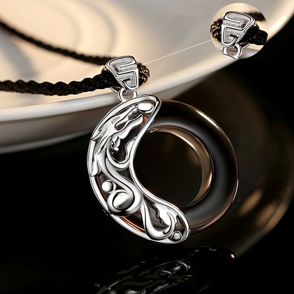 s925 sterling silver dragon and phoenix couple necklace men and women a pair of pendants antique simple valentine's day new set chain c, Black
s925 sterling silver dragon and phoenix couple necklace men and women a pair of pendants antique simple valentine's day new set chain c, Black