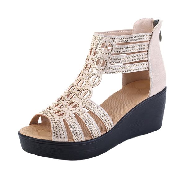 2022 rhinestone women sandals platform wedges high heels sandals fashion hollow out open toe summer women shoes, Black
2022 rhinestone women sandals platform wedges high heels sandals fashion hollow out open toe summer women shoes, Black